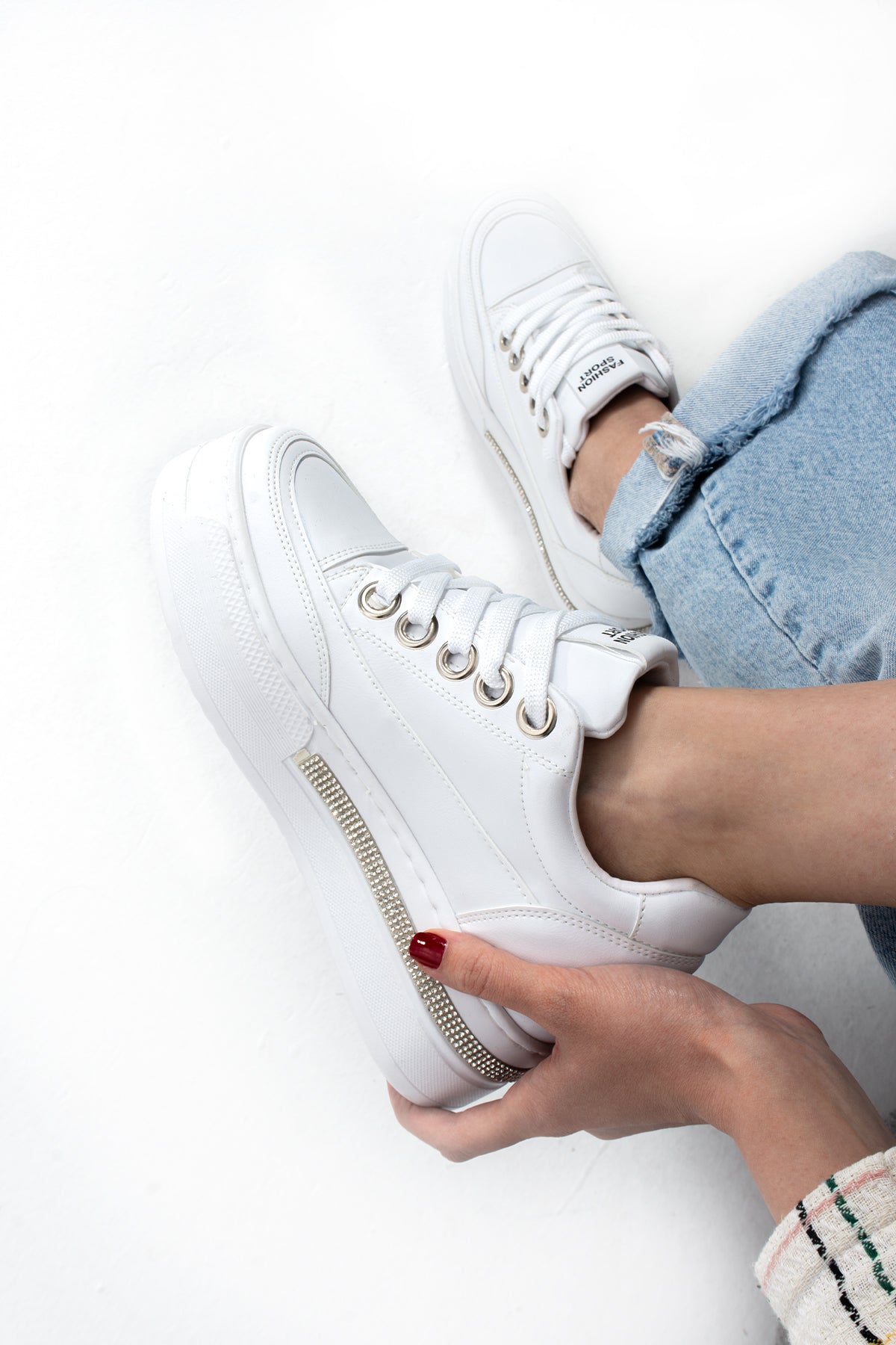 Dora Gizli Ökçe Yüksek Taban Bağcıklı Kadın Spor Ayakkabı Sneaker