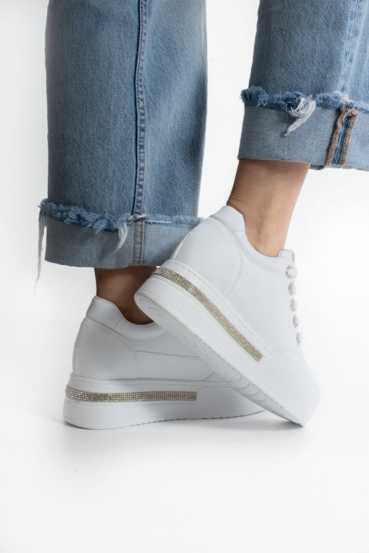 Dora Gizli Ökçe Yüksek Taban Bağcıklı Kadın Spor Ayakkabı Sneaker