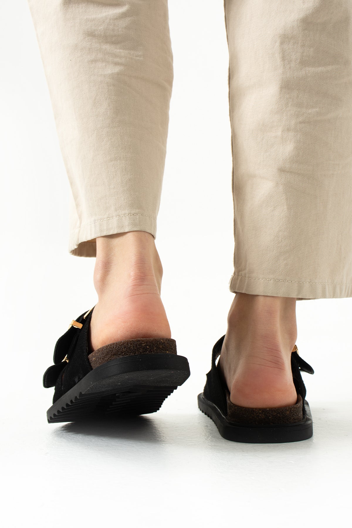 Fauda Çift Tokalı Rahat Taban Süet Kadın Terlik