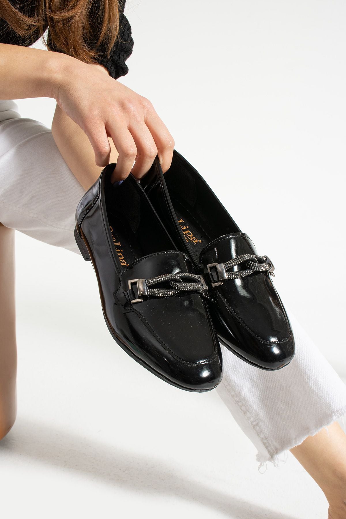 Kadın Cilt Burgu Taş Detaylı Günlük Şık Babet